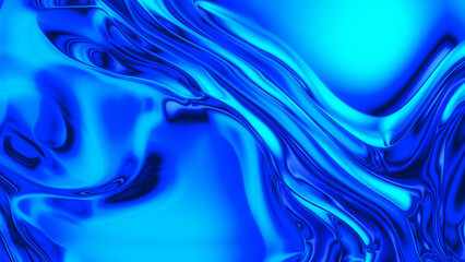 Abstract Blue fluid waves, iridescent holographic foil, with LED Texture background  for branding and product presentation. High quality details - 766318740