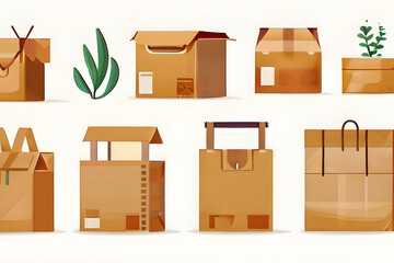 Cardboard packaging for boutiques, packaging for purchases in paper bags. Realistic bag template mockup for retail purchase