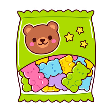 recommend clip art: Cute cartoon bag of gummy bears