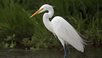 Obraz premium Great White Egret bird Stock Photo,Egret bird photography.Wildlife Photography, Generative AI