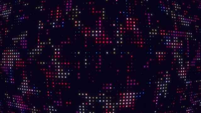 Animated abstract technology dark background. glowing random dots and grid. data, hi-tech concept. virtual space. Looped stock animation motion graphics design. footage for backdrop, wallpaper