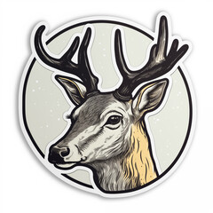 deer, sticker on white background