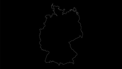 Germany map vector illustration. Drawing with a white line on a black background.