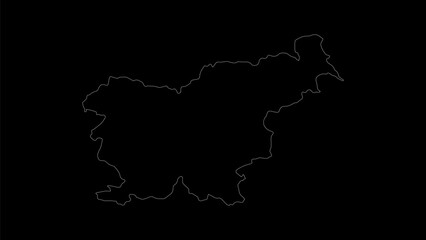 Slovenia map vector illustration. Drawing with a white line on a black background.