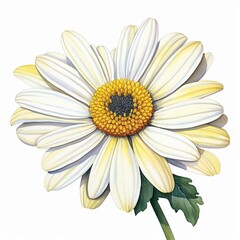 Watercolor daisy clipart with white petals and yellow centers, isolated on white background