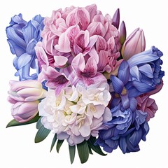Watercolor hyacinth clipart featuring fragrant blooms in shades of purple and blue