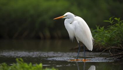 Fototapeta premium Great White Egret bird Stock Photo,Egret bird photography.Wildlife Photography, Generative AI