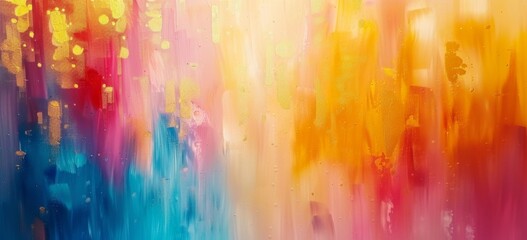 KS Abstract background with pink blue and yellow paint.