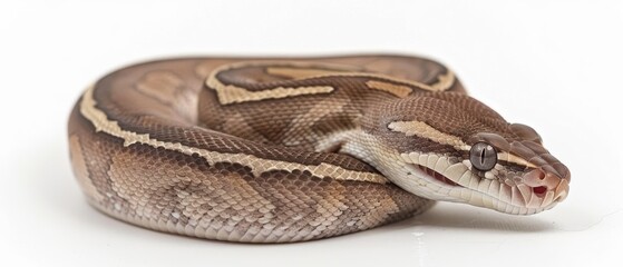 Obraz premium A sharp focus image of a snake with an open mouth and extended tongue against a white background