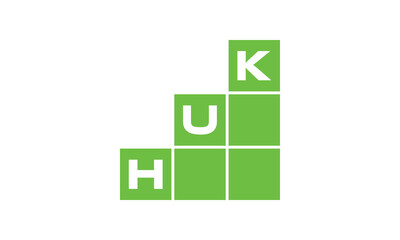 HUK initial letter financial logo design vector template. economics, growth, meter, range, profit, loan, graph, finance, benefits, economic, increase, arrow up, grade, grew up, topper, company, scale - obrazy, fototapety, plakaty