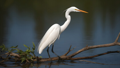 Obraz premium Great White Egret bird Stock Photo,Egret bird photography.Wildlife Photography, Generative AI