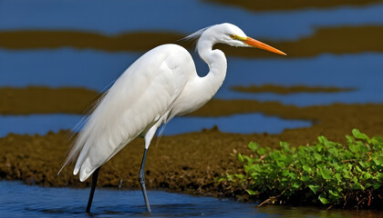 Obraz premium Great White Egret bird Stock Photo,Egret bird photography.Wildlife Photography, Generative AI
