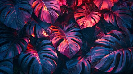 Background illustration of tropical leaves. Background wallpaper. Generative AI