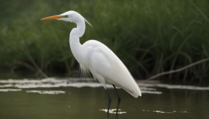 Naklejka premium Great White Egret bird Stock Photo,Egret bird photography.Wildlife Photography, Generative AI
