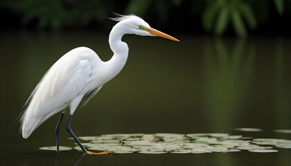 Obraz premium Great White Egret bird Stock Photo,Egret bird photography.Wildlife Photography, Generative AI