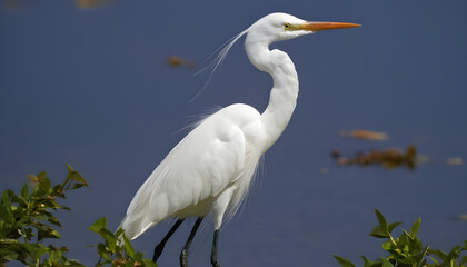 Obraz premium Great White Egret bird Stock Photo,Egret bird photography.Wildlife Photography, Generative AI