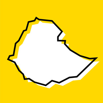 recommend clip art: Ethiopia country simplified map. White silhouette with thick black contour on yellow background. Simple vector icon