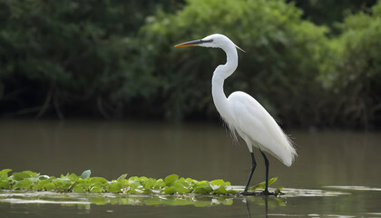 Naklejka premium Great White Egret bird Stock Photo,Egret bird photography.Wildlife Photography, Generative AI