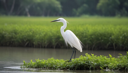 Obraz premium Great White Egret bird Stock Photo,Egret bird photography.Wildlife Photography, Generative AI