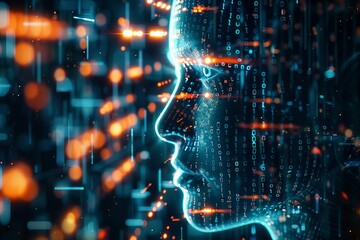 Deep learning artificial intelligence algorithms for technological singularity, futuristic AI concept, digital 3D illustration - obrazy, fototapety, plakaty