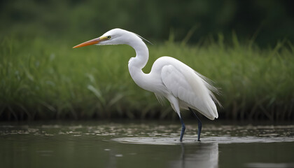 Fototapeta premium Great White Egret bird Stock Photo,Egret bird photography.Wildlife Photography, Generative AI