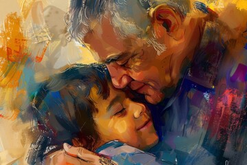 Father's Day sentiment expressed through diverse traditions, digital painting