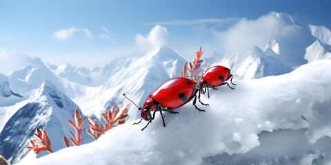 ladybird on the top of the mountain
