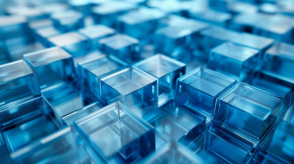 Gleaming Blue Cubes Abstract Background - obrazy, fototapety, plakaty