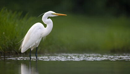 Obraz premium Great White Egret bird Stock Photo,Egret bird photography.Wildlife Photography, Generative AI