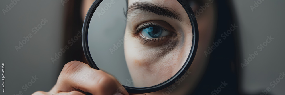 Canvas Prints Show a person holding a mirror reflecting the needs and desires of their target audience. The mirror could highlight words or images representing specific customer segments and their unique value prop