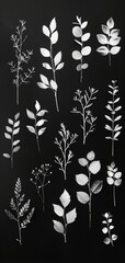 Minimalist Black and White Botanical Pattern with Plant Silhouettes Generative AI