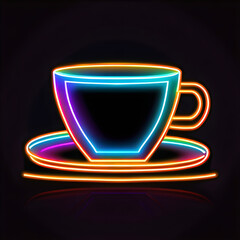 Copper Neon Mug Cup Icon: Illuminate Your Designs with Warmth(Generative AI)