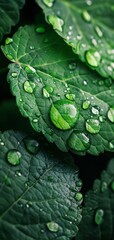 Realistic Close-up of Dew Droplets on a Leaf - Nature Photography Generative AI