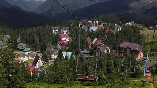 Cable car on Drahobrat, Ukrainian carpathians mountains