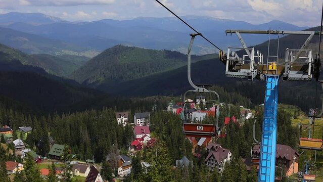 Cable car on Drahobrat, Ukrainian carpathians mountains