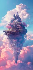 Dreamy Pastel Skies with Surreal Floating Islands Generative AI