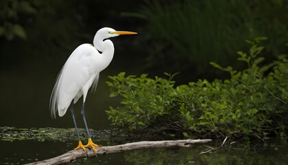Obraz premium Great White Egret bird Stock Photo,Egret bird photography.Wildlife Photography, Generative AI