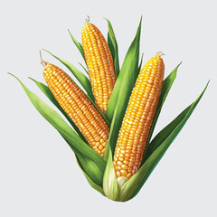 clipart of fresh corn, vector isolated