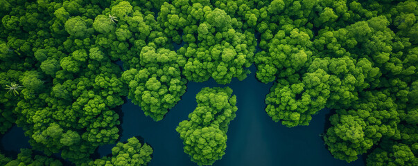 aerial view of mangrove forest background