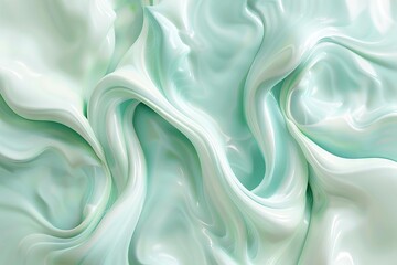 Mint Green and Seafoam Blue Swirls Forming Abstract Shapes on Light Background