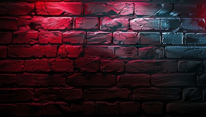 Red Brick Wall with Dim Lighting - obrazy, fototapety, plakaty