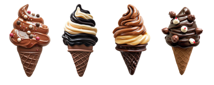 Refrigerator clay magnets decoration set. Chocolate ice cream collection