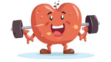 A healthy liver with weightlifting flat vector