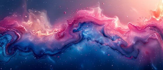 Surreal and imaginative, this piece of fluid art stirs the cosmos with vivid blues and hints of pink and purple