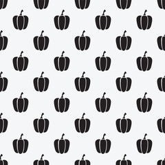 Bell peppers seamless pattern. Decorative background with vegetables. Vector hand drawn illustration. Patterns for kids clothes. 