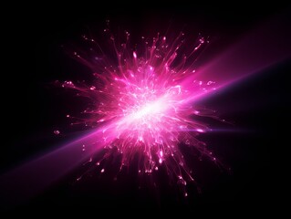 Pink light flare isolated black background