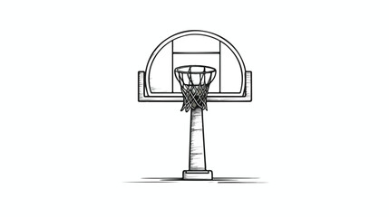 Basketball hoop sketch icon. flat vector isolated on