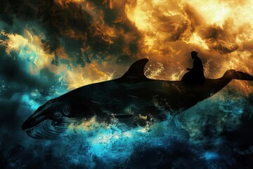 silhouette of Jonah and the whale, biblical story of obedience