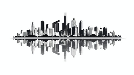Black and white reflections showcase the architecture
