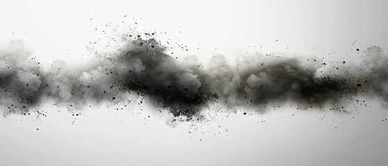  A grayscale image displays smoke rising from a dark cloud against a bright background